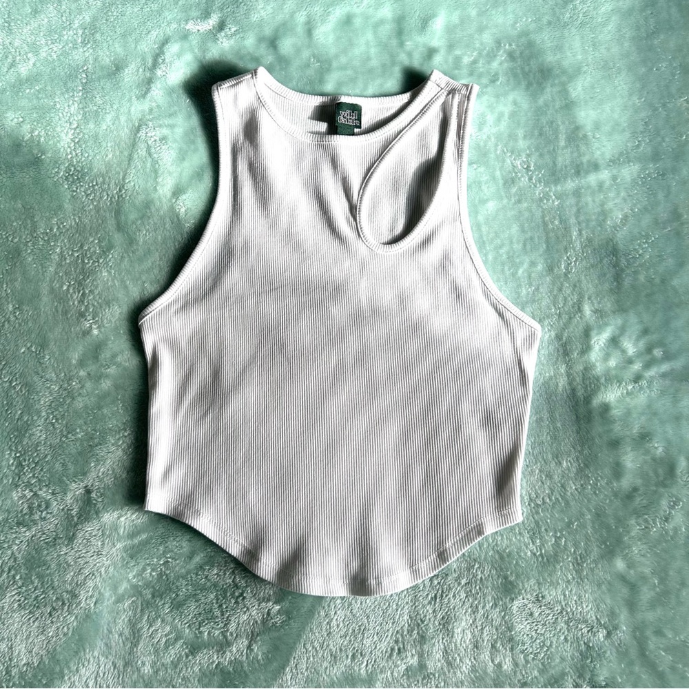 Wild Fable White Ribbed Cutout Tank Top